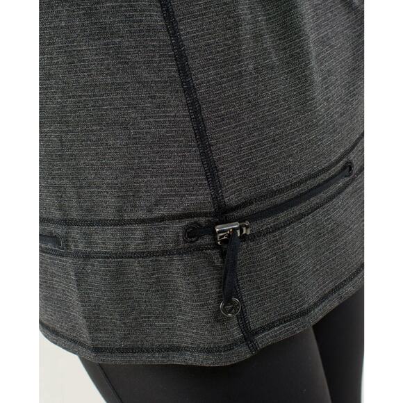 Lululemon Hustle Bustle Tank Womens 8 Heather Black Floral Shelf Bra Drawstring - Picture 16 of 16